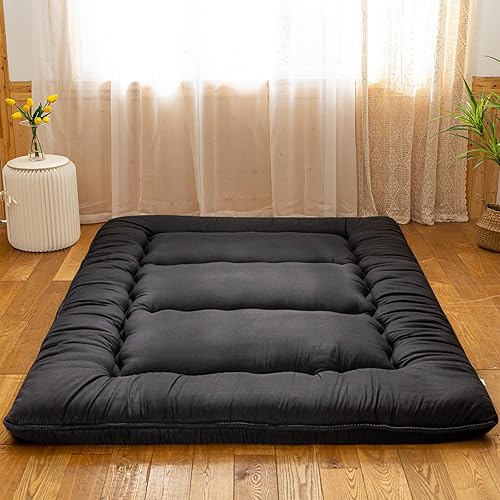 Miniatura 9 de YOSHOOT Colchón de suelo japonés Shiki gris carbón, colchón de huéspedes enrollable, portátil, plegable, para campamento, colchón, almohadilla