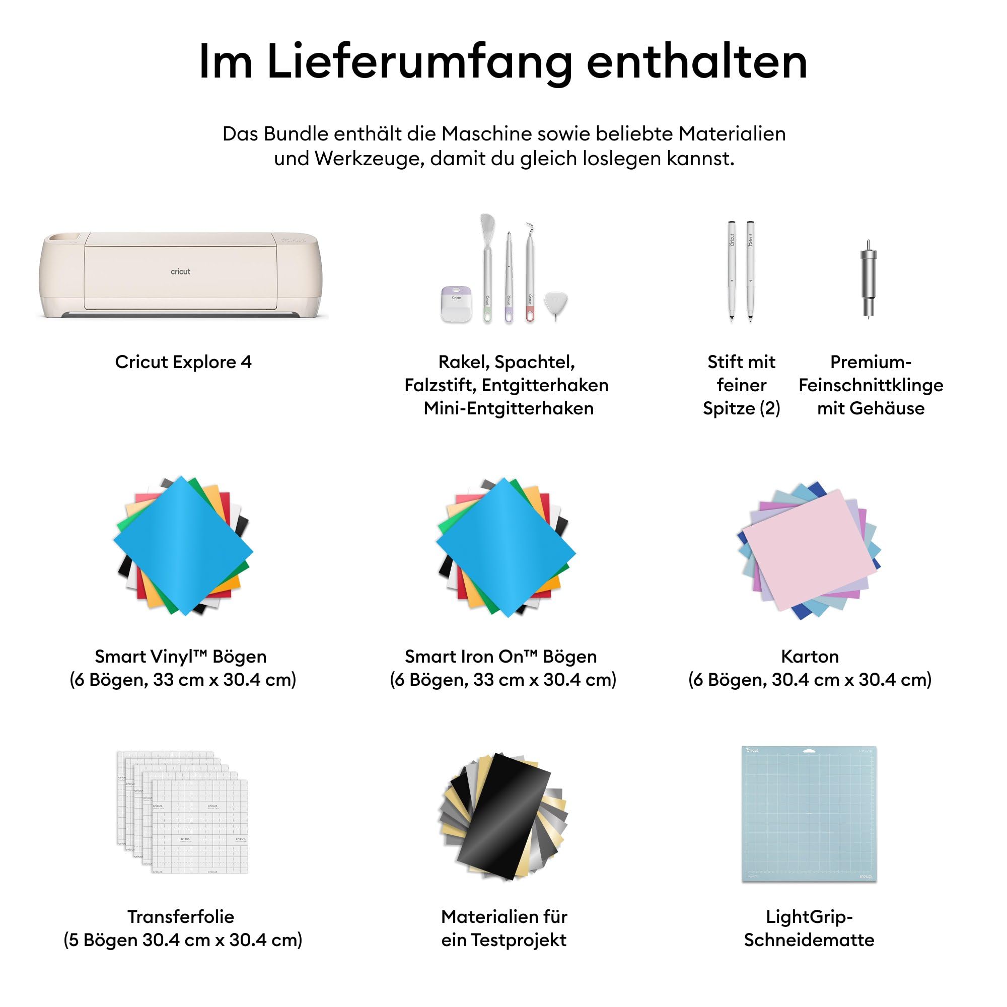 Cricut Explore 4 Essentials Bundle Schneideplotter Gestaltungsset Schnittbreite 29.7cm