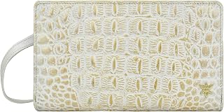 Anuschka Women’s Hand-Painted Genuine Leather Organiser Wallet Crossbody - Croco Embossed Cream Gold Price In India