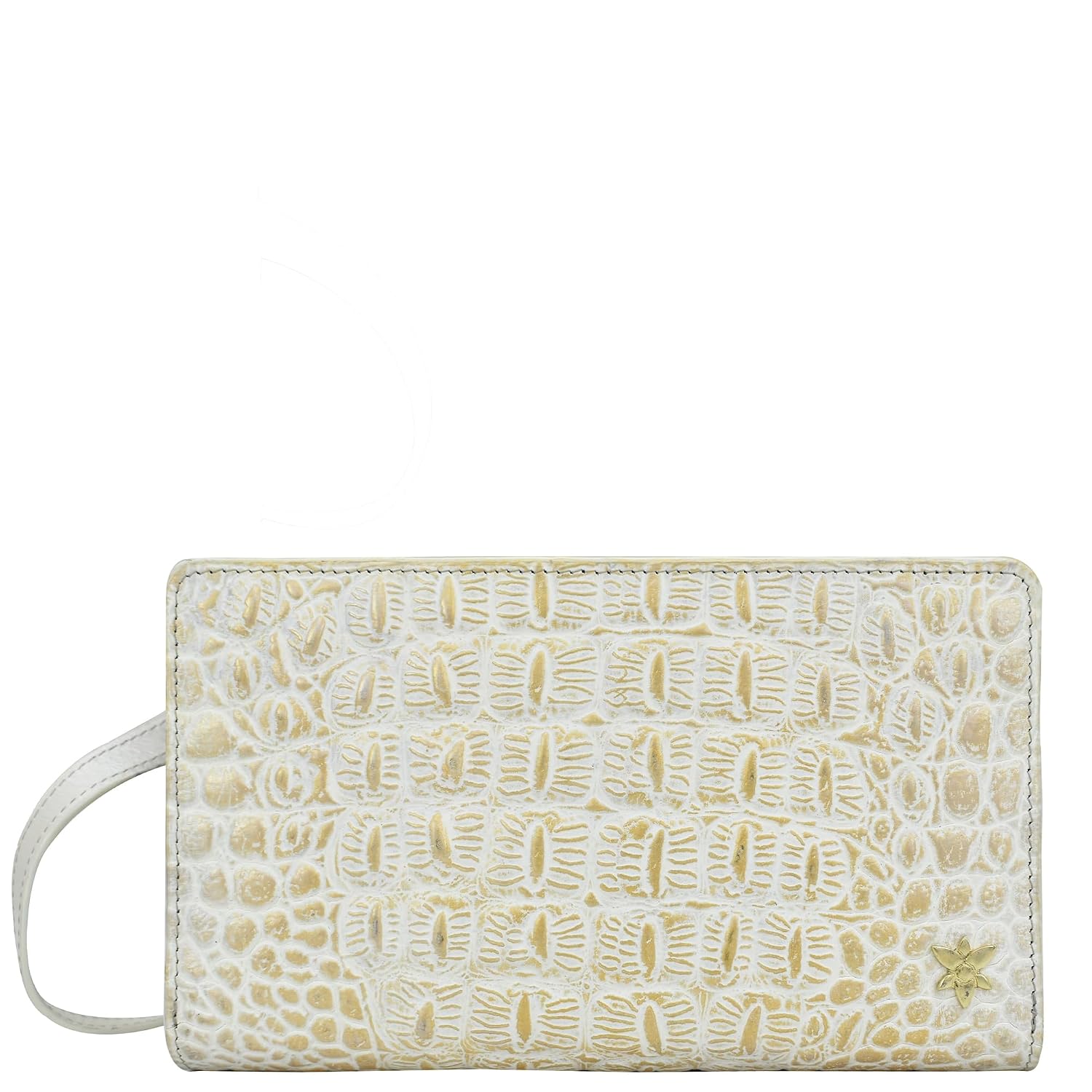 Anuschka Women’s Hand-Painted Genuine Leather Organiser Wallet Crossbody - Croco Embossed Cream Gold - Review, Price and Buying Guide