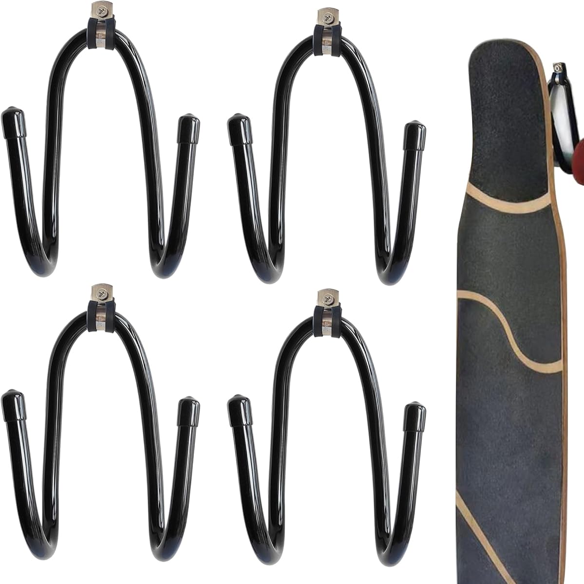 Upgraded Skateboard Wall Mount Skateboard Hanger, Skateboard and Longboard Wall Rack, Skate Board Holders-Lengthen