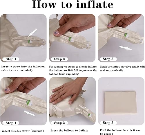 Miniatura 6 de Globos gigantes de 40 pulgadas color blanco crema con el número 12, globos de aluminio de Mylar con helio para fiestas de cumpleaños, decoraciones