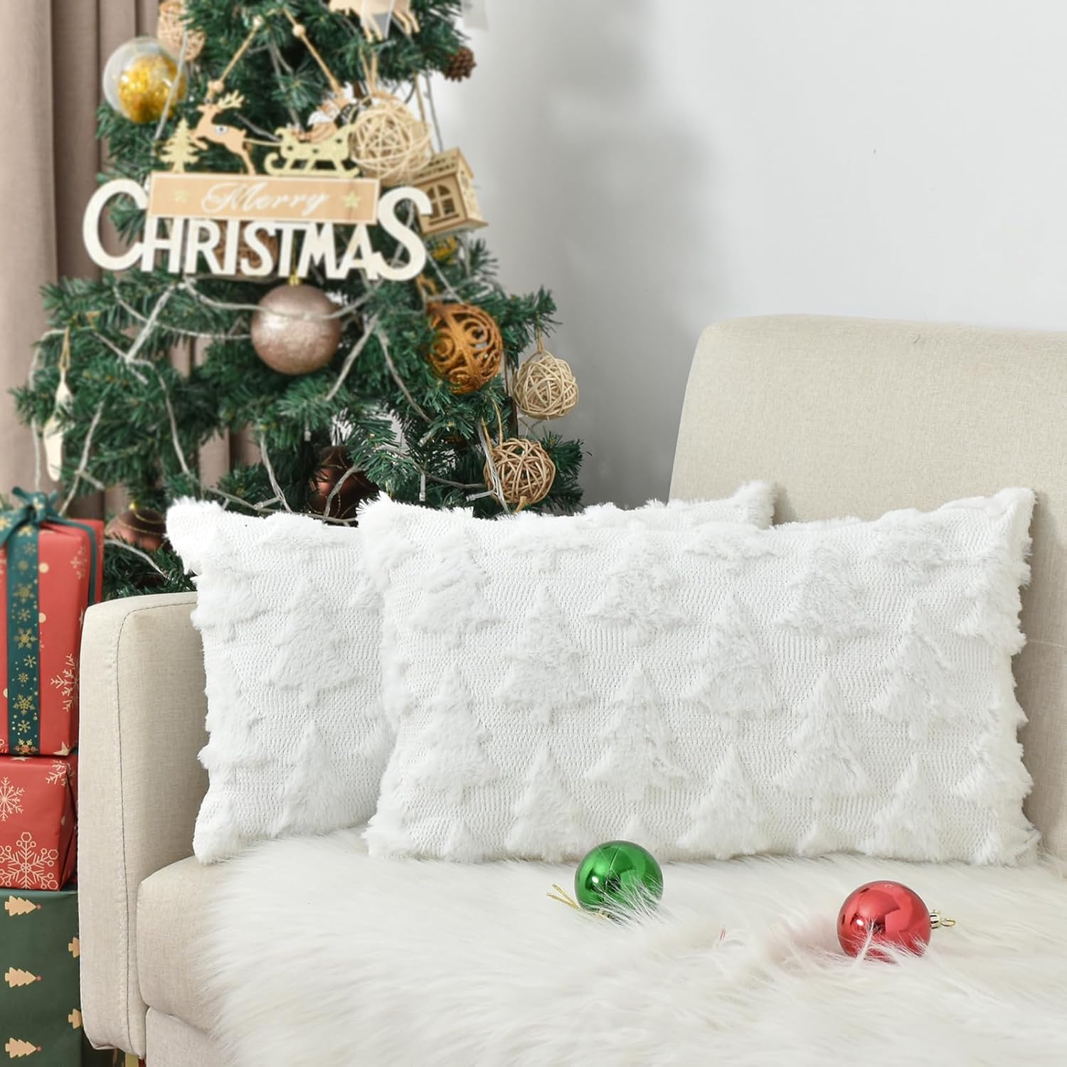 Snycler Christmas Pillow Covers 12x20 Inch Set of 2 Soft