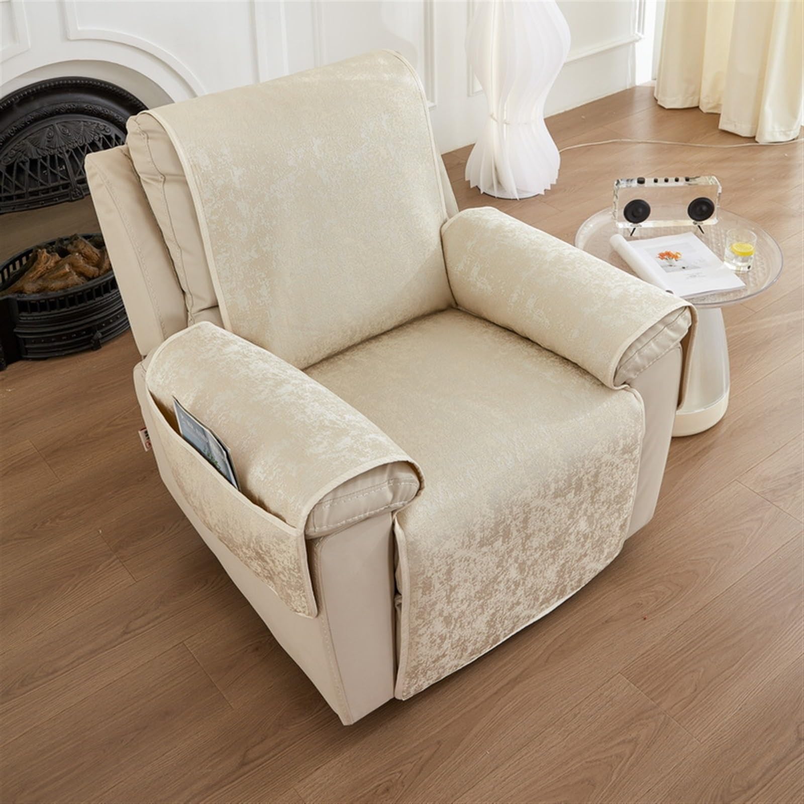 Housse de canapé universelle beige antidérapante pour salon et bureau
