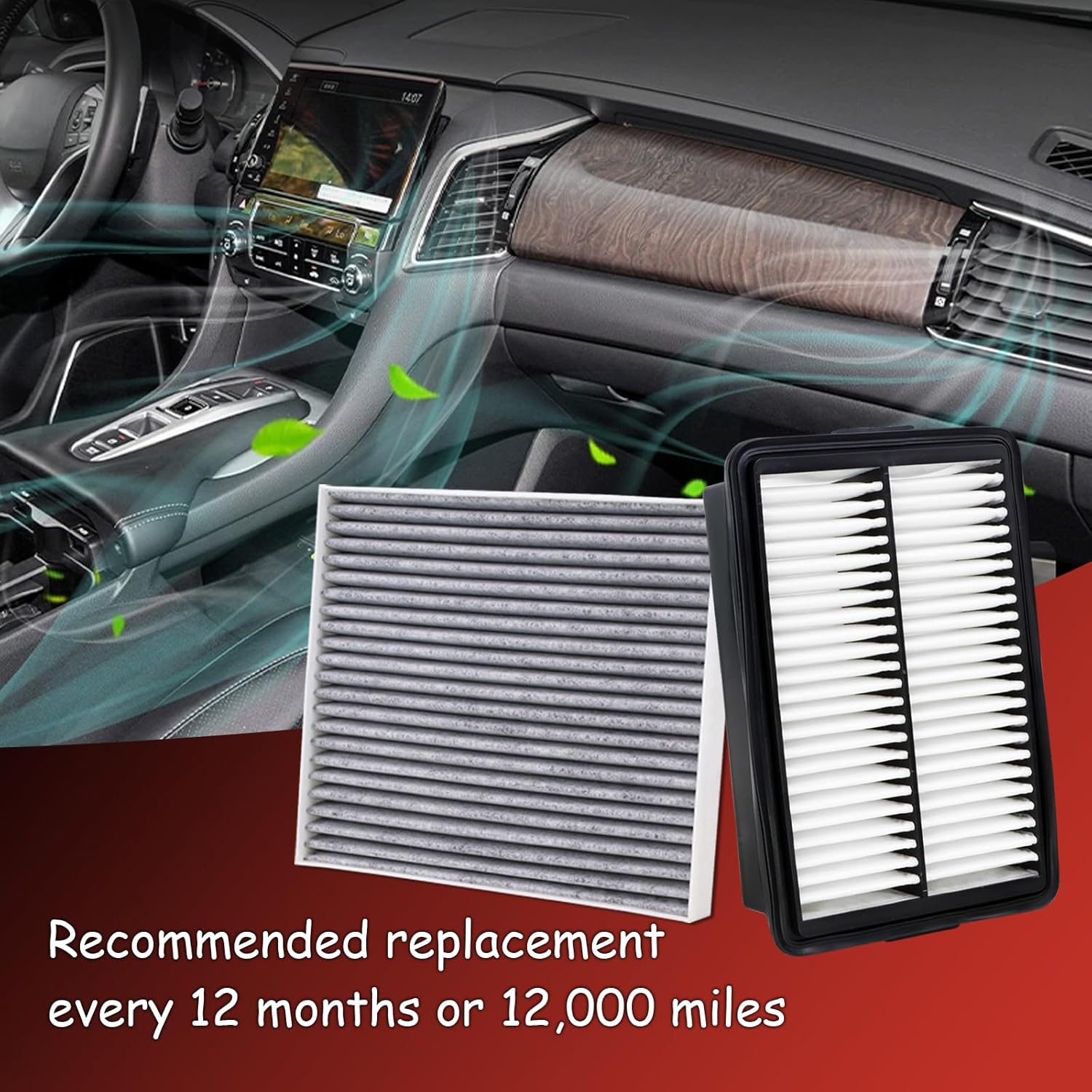 28113-F2000 Engine Air Filter and 97133-D1000 Cabin Air Filter kit Compatible with 2018-2023 Hyundai Kona 2019-2021 Veloster 2020-2022 Kia Soul 1.6L 2.0L Replaces CA12057 CF12160