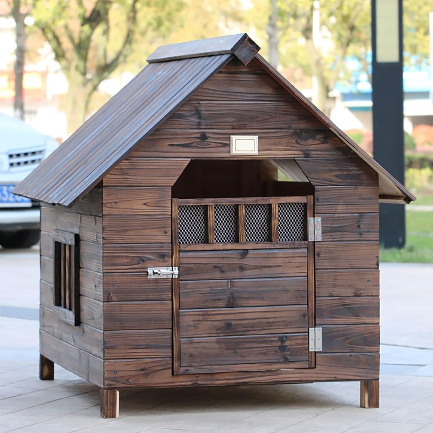 JKJZSALJ Cat House Dog House Outdoor - Wooden Dog Kennel Weatherproof Breathable Dog Crate Easy Assemble For Cat And Small Animals