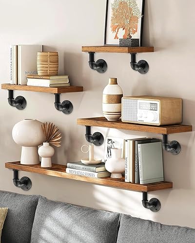 Miniatura 2 de MUZIK Soporte para estante, paquete de 12 soportes flotantes resistentes, soportes de estantería de metal para montaje en pared de tubería