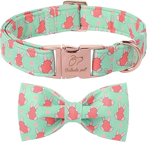 Miniatura 33 de Lindo collar de perro de fresa con corbatín – Collar ajustable de primavera y verano rosa con corbatín rosa, transpirable y cómodo, para perros