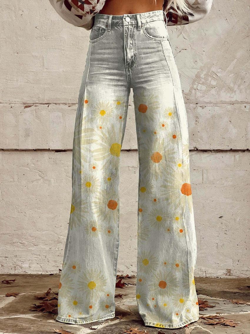Y2K Women's Work Pants Street Hip Hop Pants Printed Wide Leg High Waist Gothic Retro with Pocket Casual Pants