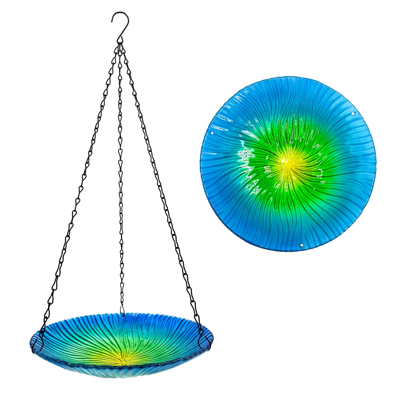 Aphyung Hanging Bird Bath Outdoor Glass Bird Baths Bowl Feeder Decor