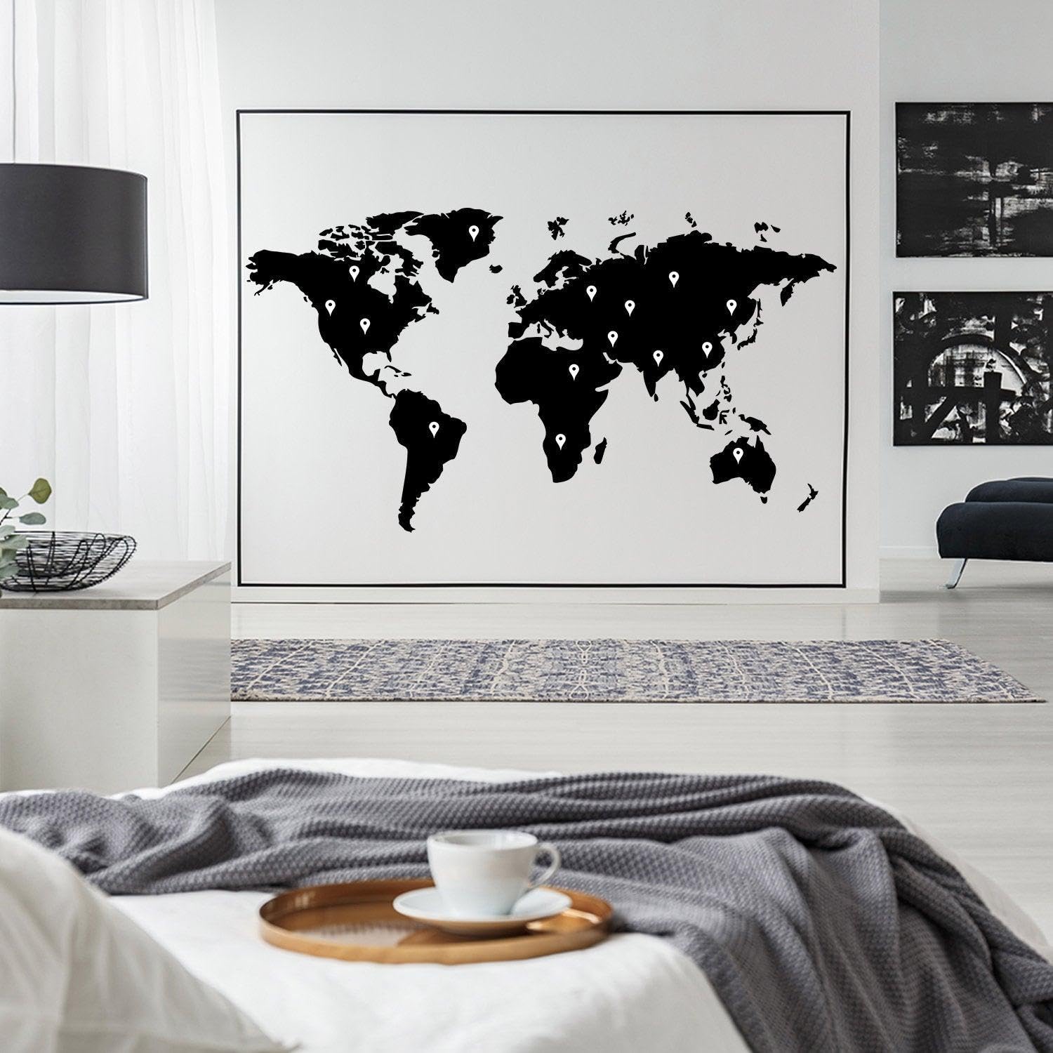 Naklejka ścienna z mapą świata, duża winylowa naklejka wielkiego globusu podróżnego do sypialni salonu dekoracja 80 x 40 cm