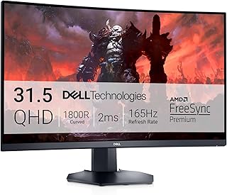Dell S3222DGM 31.5″ QHD (2560×1440) 1800R Monitor Gaming Curvo, 165Hz, VA, 2ms, AMD FreeSync Premium, 99% sRGB, DisplayPort, 2x HDMI, Negro