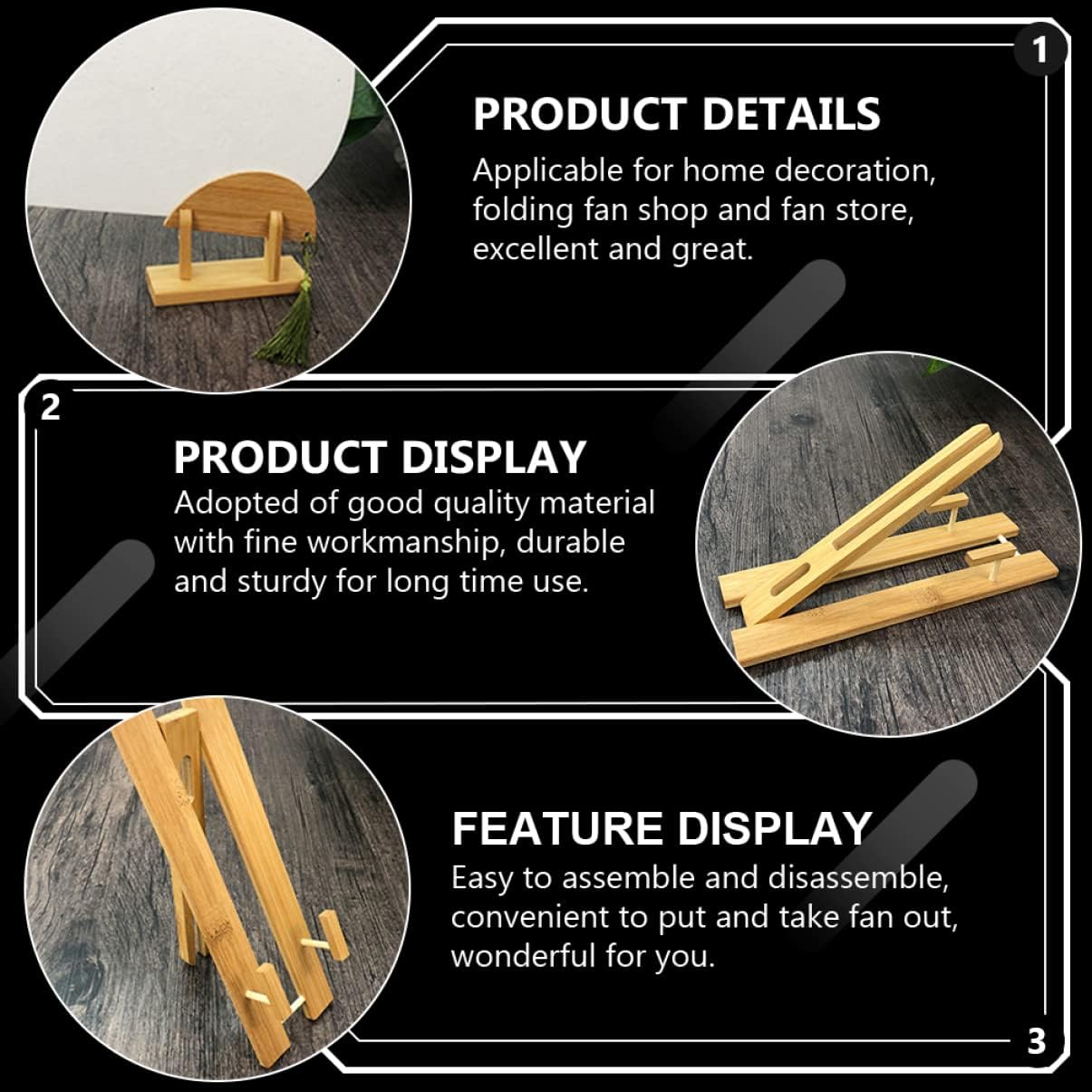 2pcs Folding Fan Display Rack Stable Placement Phyllostachys Pubescens image 5