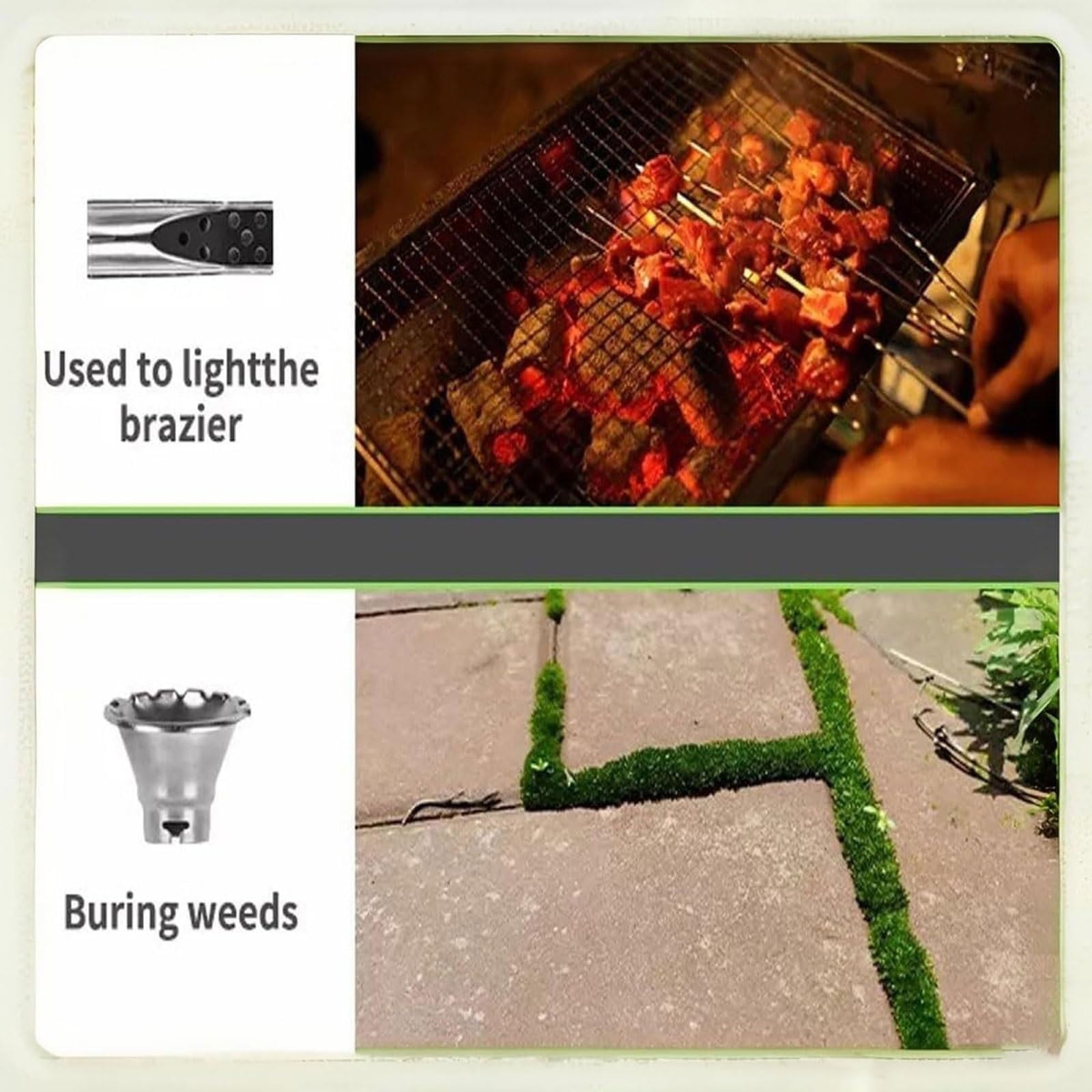 Brûleur de mauvaises herbes électrique 3 en 1,bâton de désherbage thermique avec 5 buses,désherbeur thermique et allume-barbecue,jusqu'à 650 ℃,débit d'air : 500 L/min(Blue)