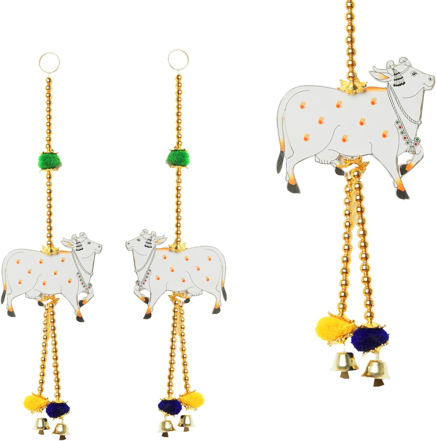 Amazon.com: Set of 2 Indian Traditional Door Hanging Wooden Cow String ...
