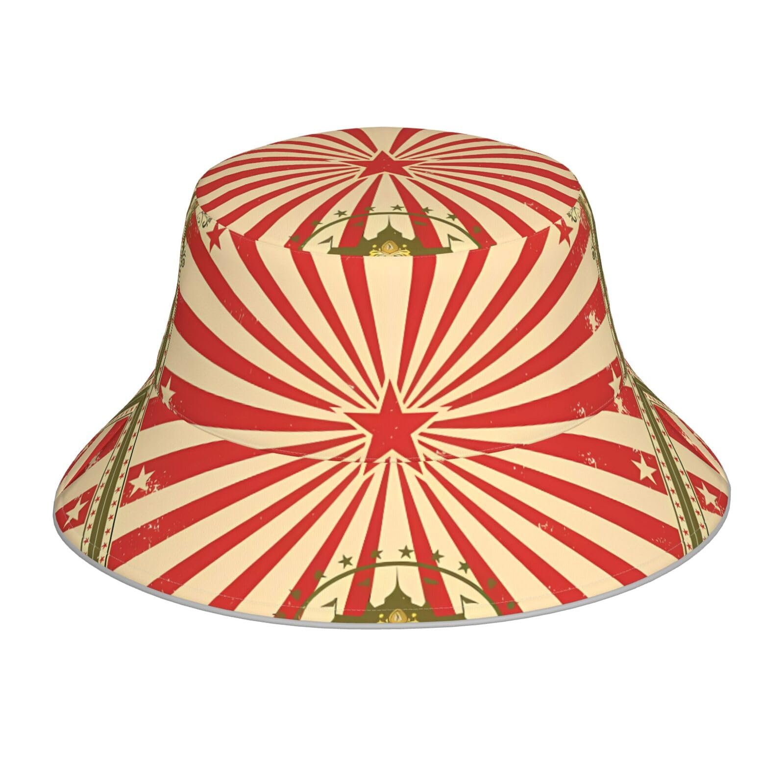 WHJSSF Vintage Circus Background Reflective Bucket Hat - Reversible Sun Protection, Lightweight, Breathable, Foldable for Men and Women ﻿ Black