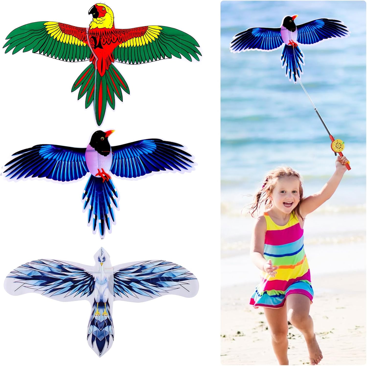 Vodolo Kites for Kids Ages 3-5,Cute Colorful Kid Kites Easy to Fly for Beach Park Outdoor Game Activities,Pocket Mini Kite for Kids Ages 4-8 with Handle