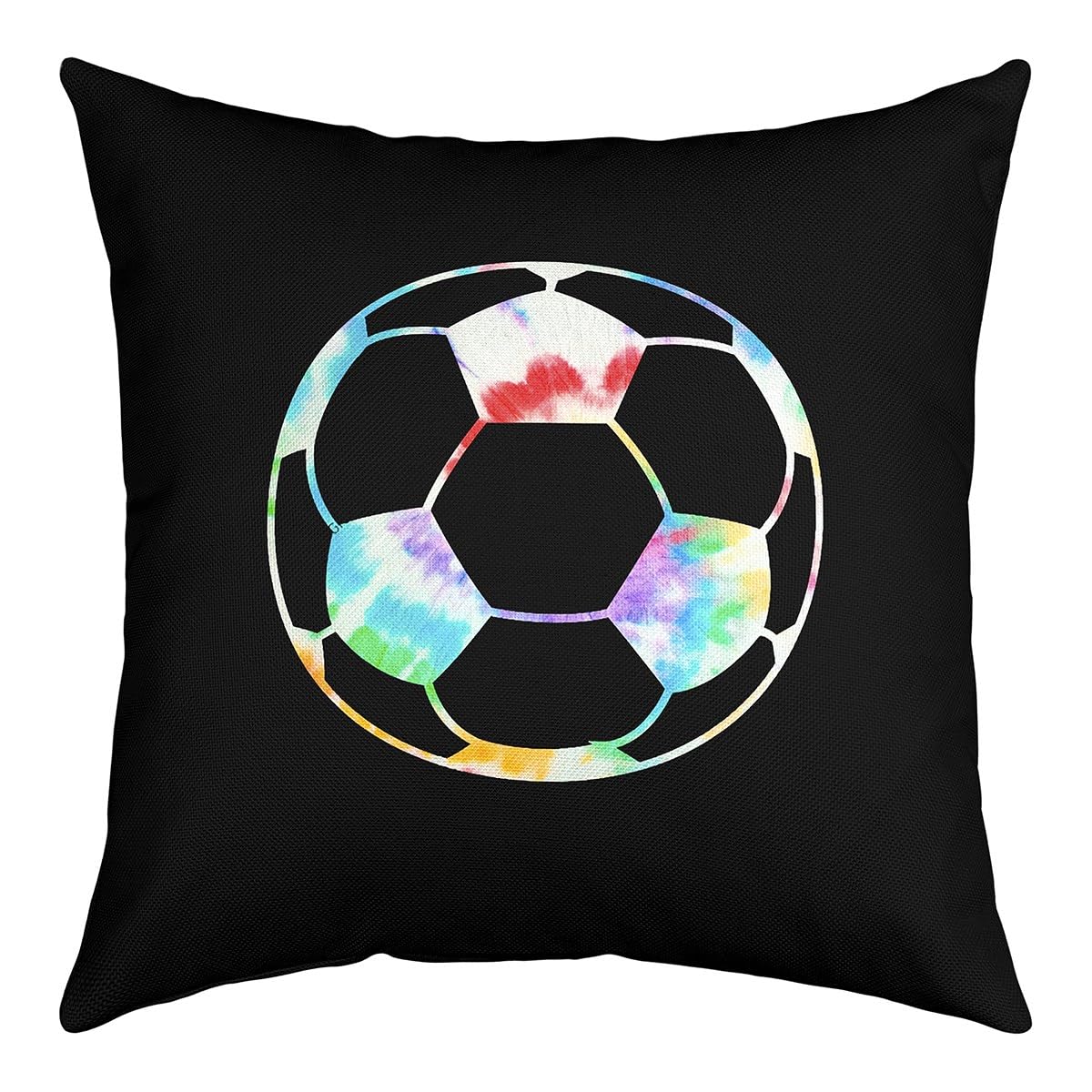 Soccer Ball Throw Pillow Covers 18"x18" 1 Pcs for Kids Boys Girls Football Soccer Lover Pillow Case Pillowcase Boho Tie Dye Cushion Cover Cushion Case Bohemian Bedroom Decor Outdoor Pillows Covers