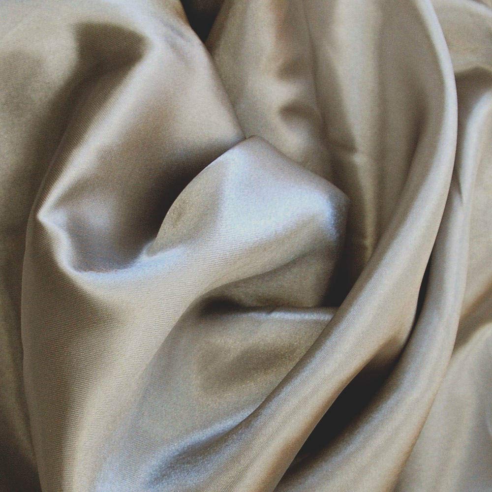 Silky Satin Fabric Material Poly Craft Dress Costume Bridal Prom 150cm Wide - Per metre (Beige)