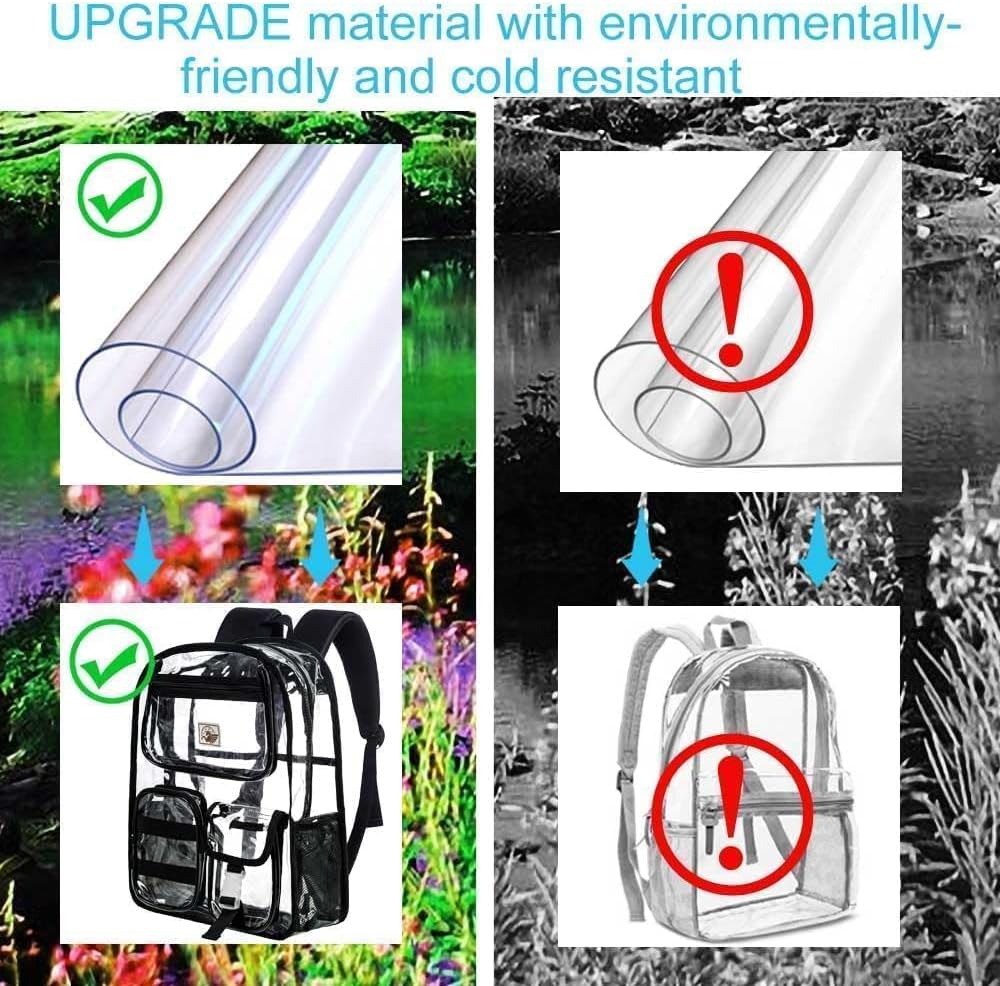 CCJPX 3Pcs Clear Backpack for Girls, School Transparent Bookbag, Heavy Duty See Through Backpacks for Teens Elementary - Image 8