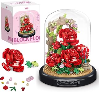 Bloques de ConstruccióN de Ramo de Rosas,Kit de ConstruccióN de Ramos de Flores,Juego de Bloques de ConstruccióN de Flores,Regalo Ideal para Adultos y NiñOs