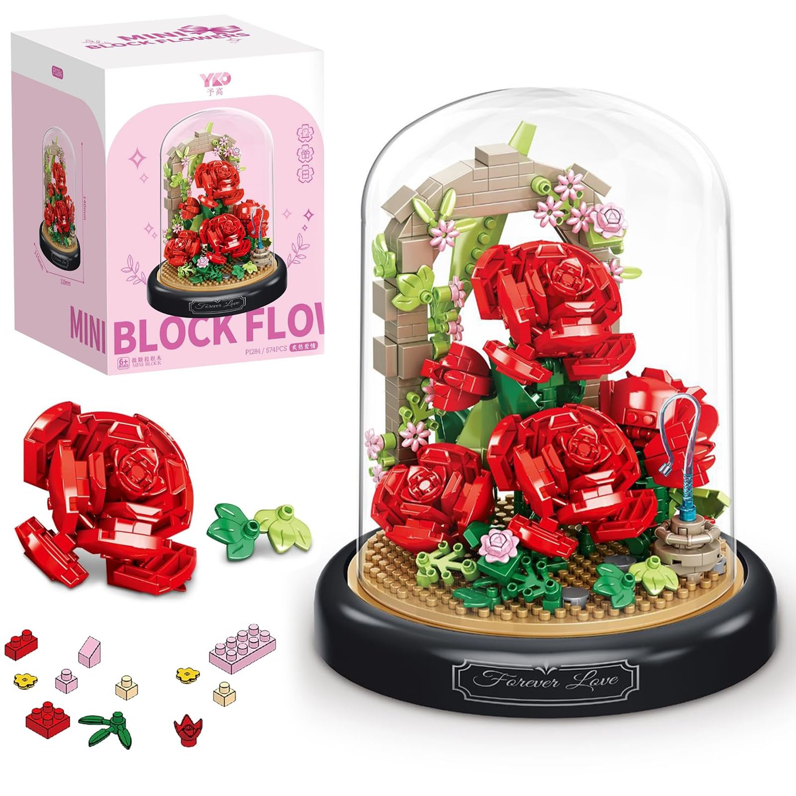 Set di Blocchi da Costruzione PetalBricks 255PCS Bouquet di Rose