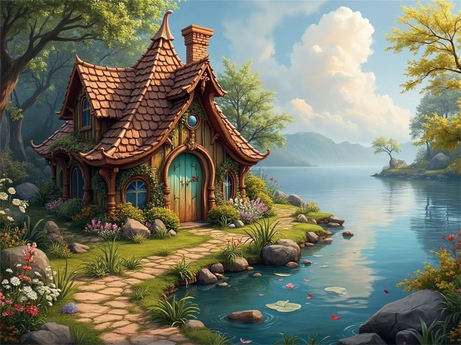 Puzzle 1314 pezzi per Adulti Stagno della cabina, 75x50cm Puzzle Impossibile e Difficili, Puzzles Decorativo per Soggiorno e Camera, Idea Regalo per Amanti dei Puzzle