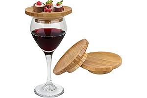 BambooMN Dual Use Bamboo Coasters/Wine Glass Toppers for Charcuterie