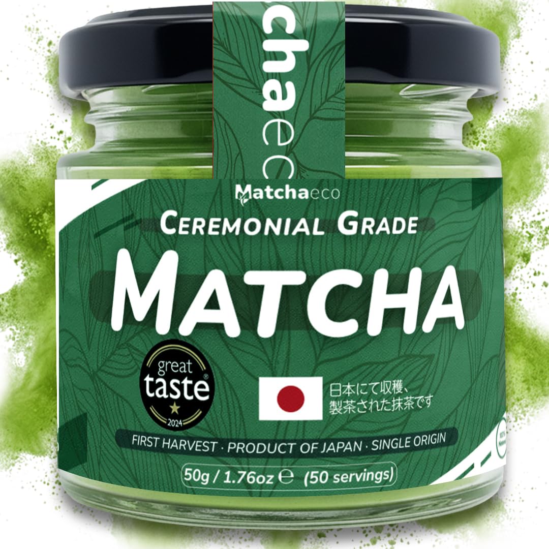 Matchaeco Smooth Ceremonial Grade Matcha Powder 50g | Premium Japanese Stone-Ground Green Tea | Perfect For Lattes, Smoothies | Natural Energy Vegan | Recyclable Jar | L-theanine, Antioxidants