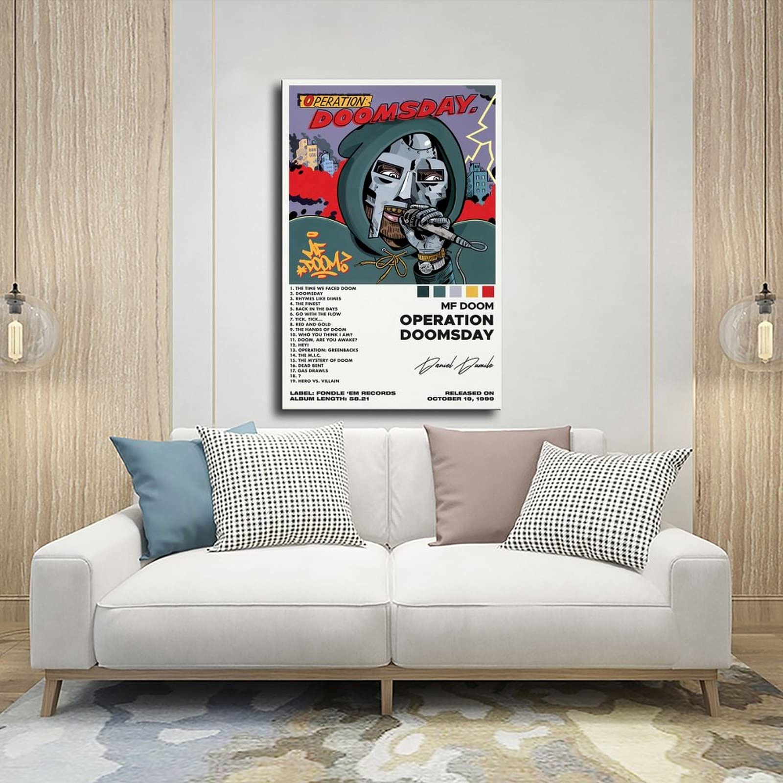 DJBratsche MF DOOM Poster, Doomsday Album, Hip-Hop-Poster, Comic-Musikposter für Zimmer, ästhetische Leinwand, Wandkunst, Schlafzimmerdekoration, 30,5 x 45,7 cm, ungerahmt