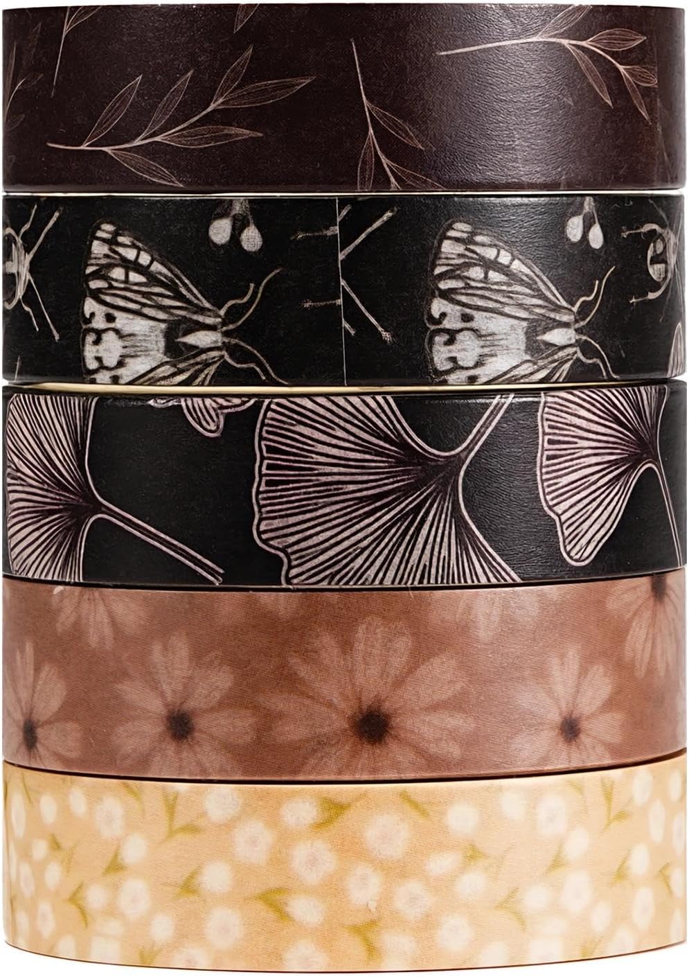 5 Rolls 6.56ft Washi Sticker Set,Pattern Stickers Decorative for Arts DIY Crafts Journal Supplies Scrapbook Card Wrapping