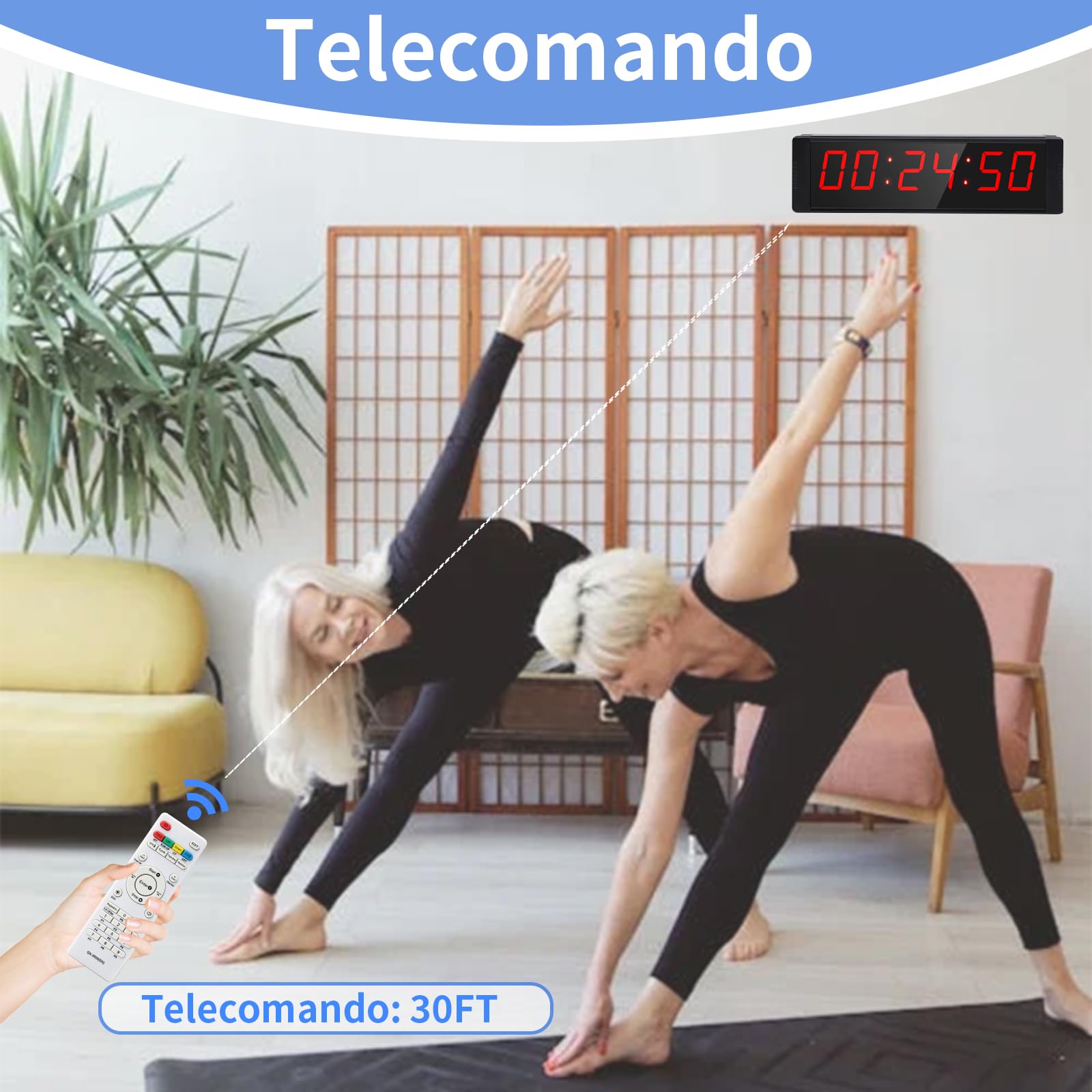 Countdown Timer 12/24H Orologio da Parete Digitale con Telecomando Ricaricabile Cronometro Sportivo