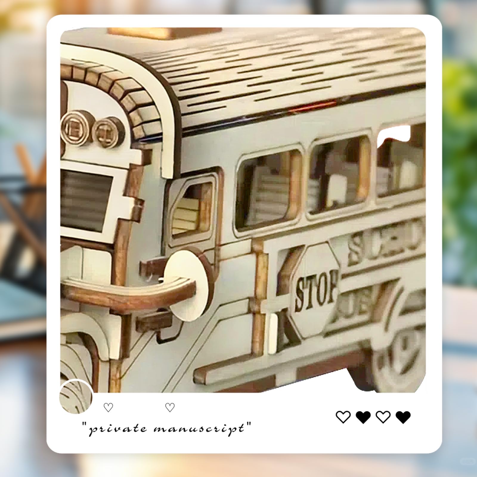 Cuteefun Modellini in Legno da Costruire Autobus Scolastico, Costruzioni Legno Adulti, Puzzle 3D Fai da Te