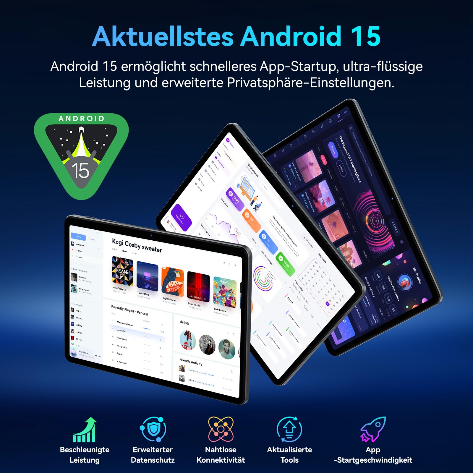 TABWEE 2026 Android Tablet 10 Zoll - 12GB RAM +128GB ROM (2TB TF) | Tablet für Senioren, Schüler & Kinder, 6000mAh, Gemini AI 3.5, Widevine L1, 5G WiFi
