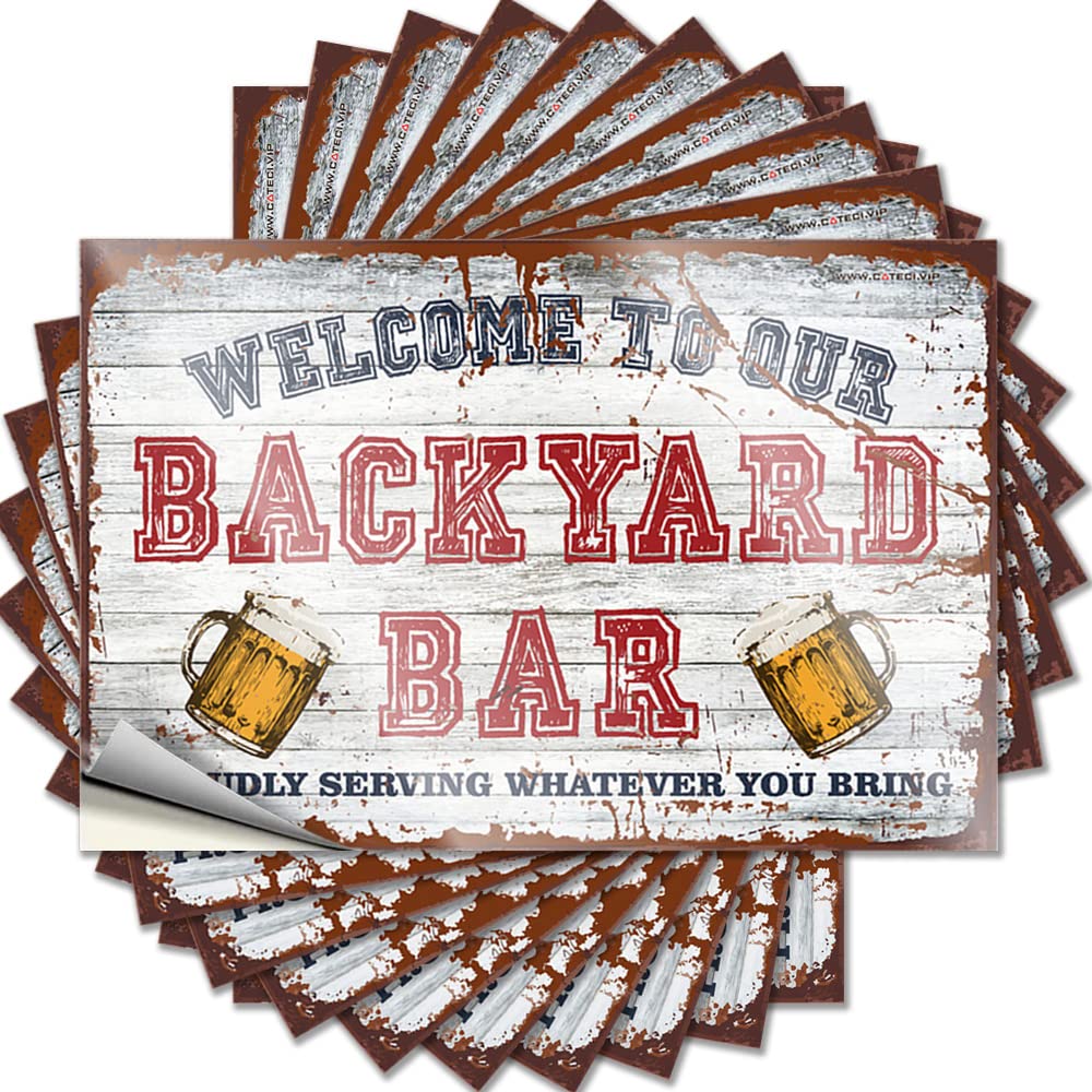 Inappropriate Stickers Welcome to Our Backyard Bar Proudly Serving Whateve You Bring Funny Sticker 10 Pcs Mechanic Stickers Funny Bumper Sticker(12X18CM)