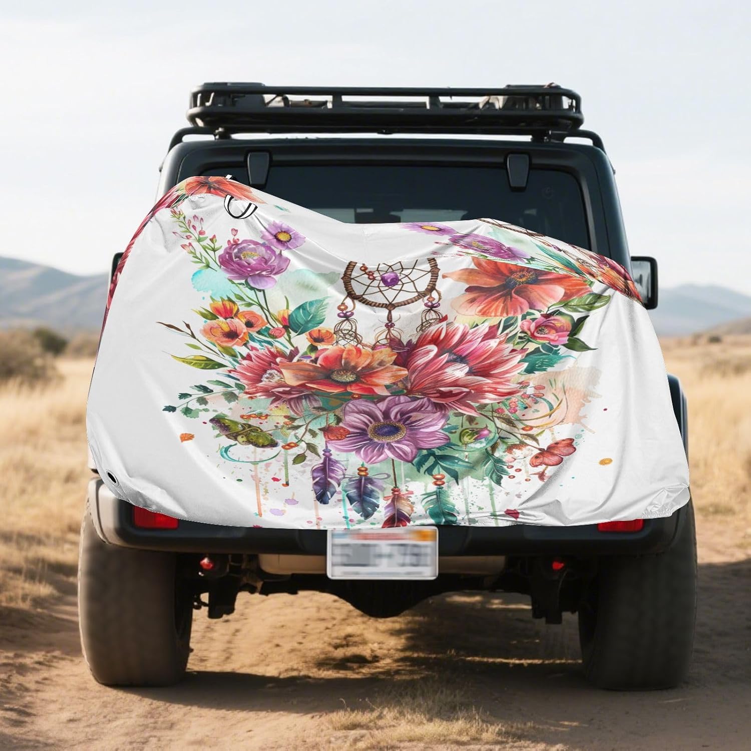 ALAZA Dreamcatcher Flowers Bike Cover Waterproof Outdoor Ebike Bicycle Covers Tarp Protection for 1/2 Bikes, Sun UV Dust Wind Proof