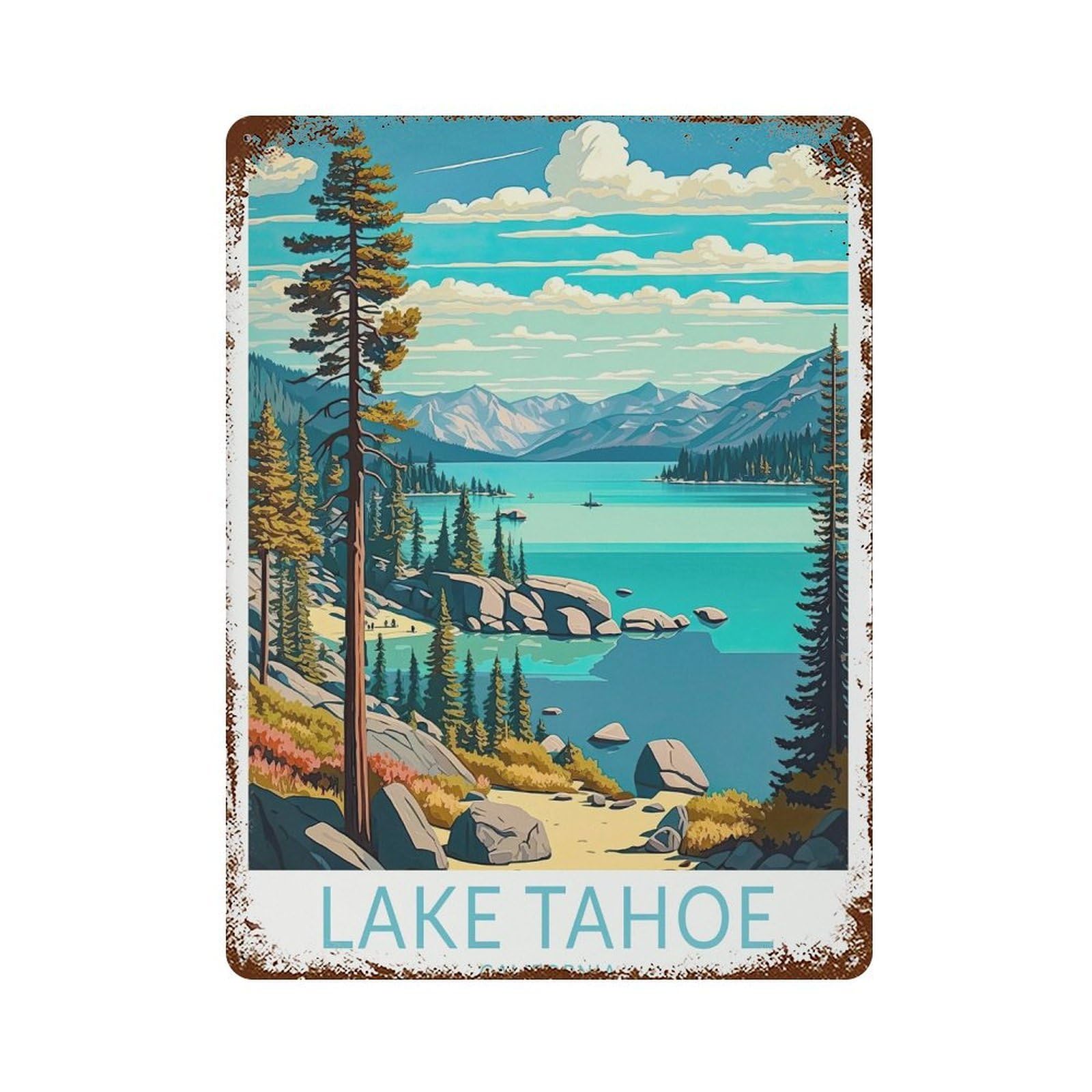 xiaoxiaoshen Lake Tahoe National Park Travel Gift Wall Decor Art Metal Tin Poster Modern Home Decor Art Home Bar Shop Decorations Vintage Sign 40x30cm