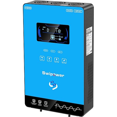 Xijia Hybrid Inverter 4000W Pure Sine Wave Power Inverter with 140A MPPT Solar Charger DC 24V to AC 110V60HZ Solar Converter，Battery-Less Operation, Compatible with Lithium & AGM Batteries