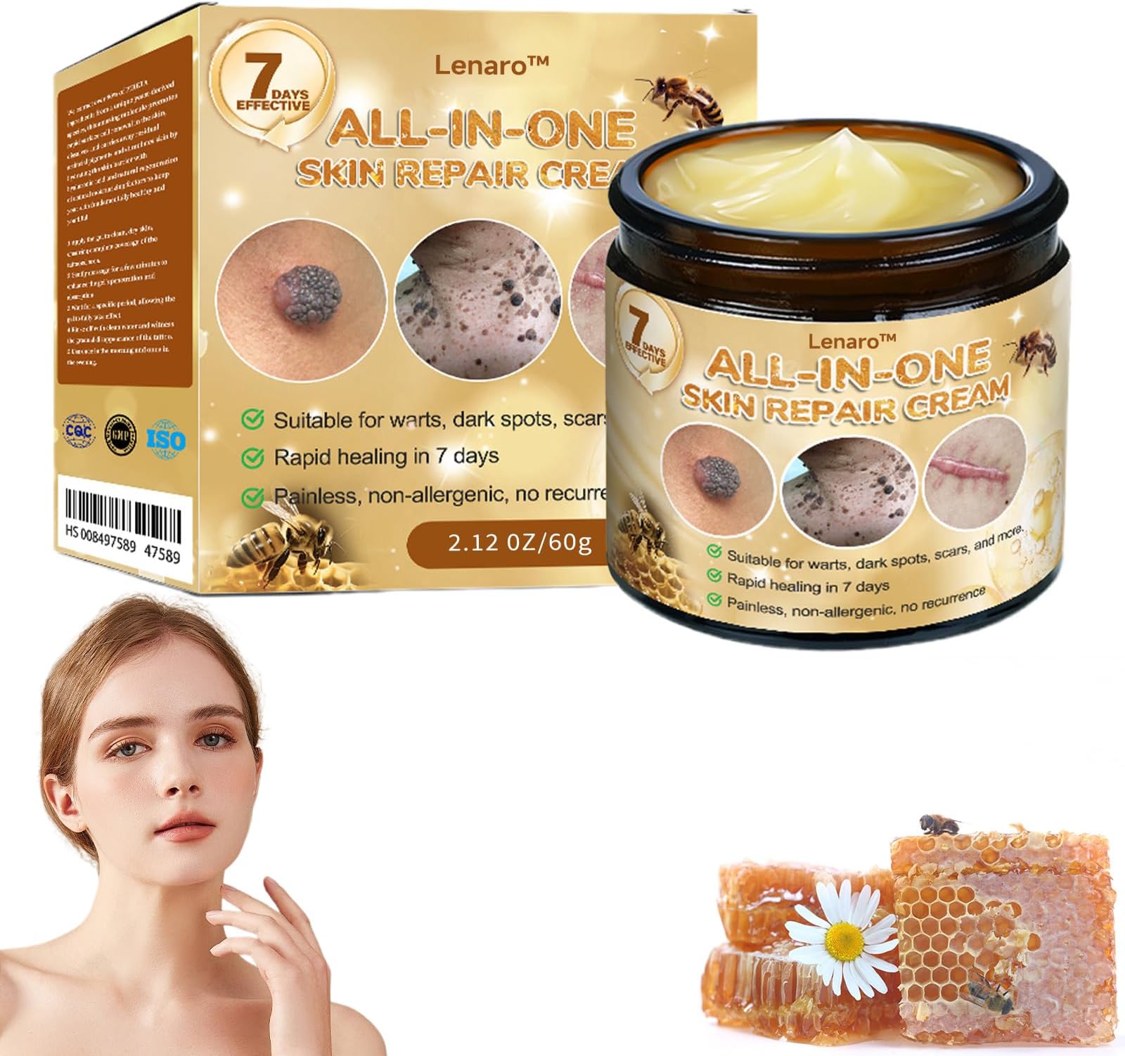 Bee Venom All-in-One Cream, Bee Venom Skin Treatment Cream, bee venom skin repair cream for Face and Body, Professional Moisturizing for All Skin Types (1)