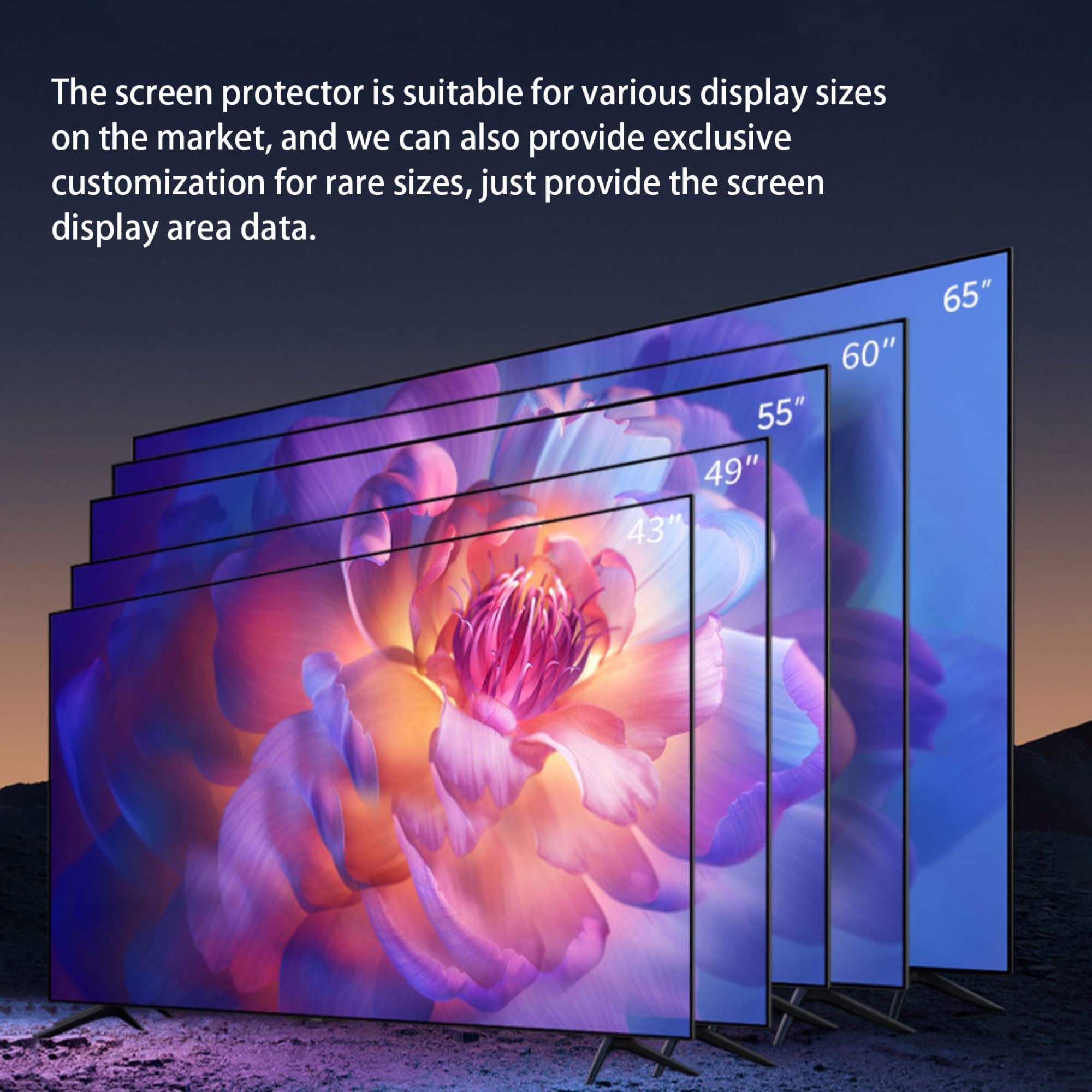 Protecteur d'écran pour TV LCD 43-65 Pouces Anti-Reflets Anti-lumière Bleue Film sans Bulle Anti-Rayures TCL Toshiba Sony LG