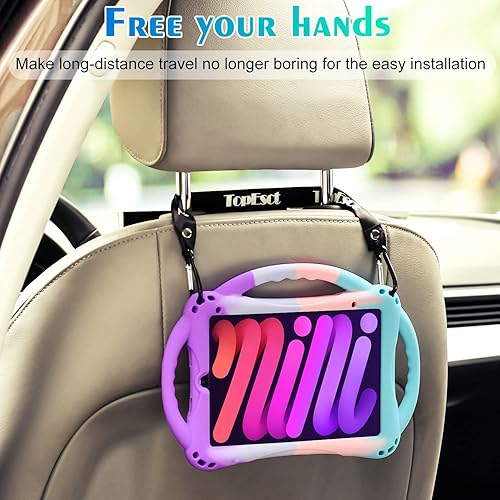 Miniatura 7 de TopEsct Funda para niños para iPad mini 7 (A17 Pro) 2024  iPad Mini6 2021, funda de silicona a prueba de golpes con asa y soporte para iPad mini de