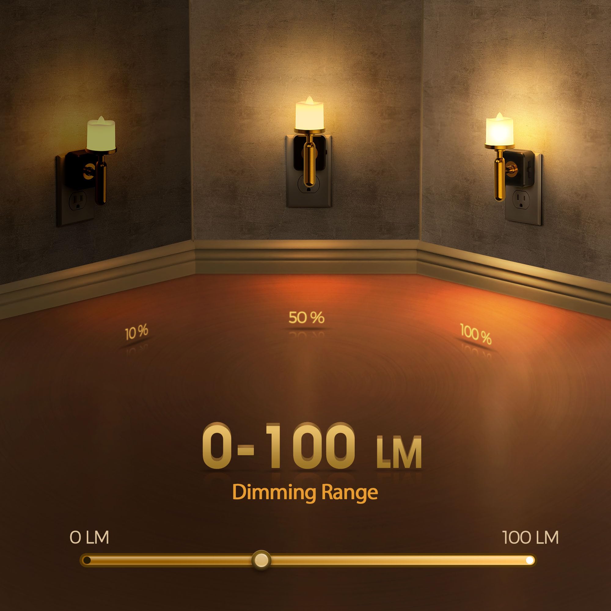 Briignite Luz nocturna sin llama, luces nocturnas enchufables en la pared, luz nocturna LED con sensor de luz, luz nocturna regulable de 0 a 100 lúmenes, luz nocturna blanca suave de 3000 K para baño