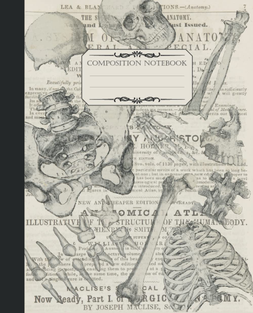 Composition Notebook: Vintage Theme Human Anatomy Notebook For Nurses, Doctors, Surgeons And Medical Professions With Antique Illustrations - College Ruled 7.5 x 9.25in