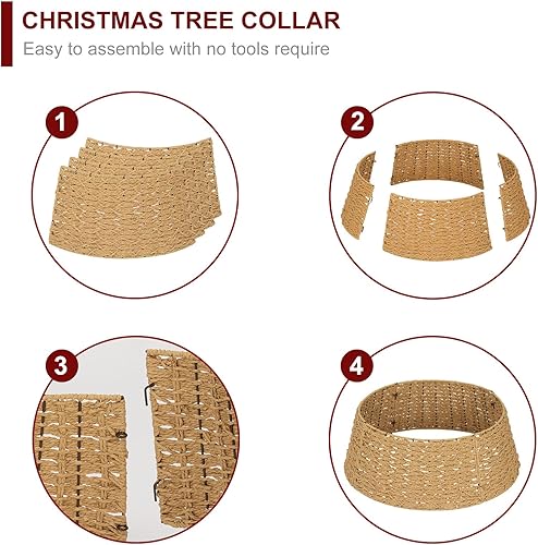 Miniatura 4 de Collar de árbol de mimbre de Navidad (cuerda de papel redonda)