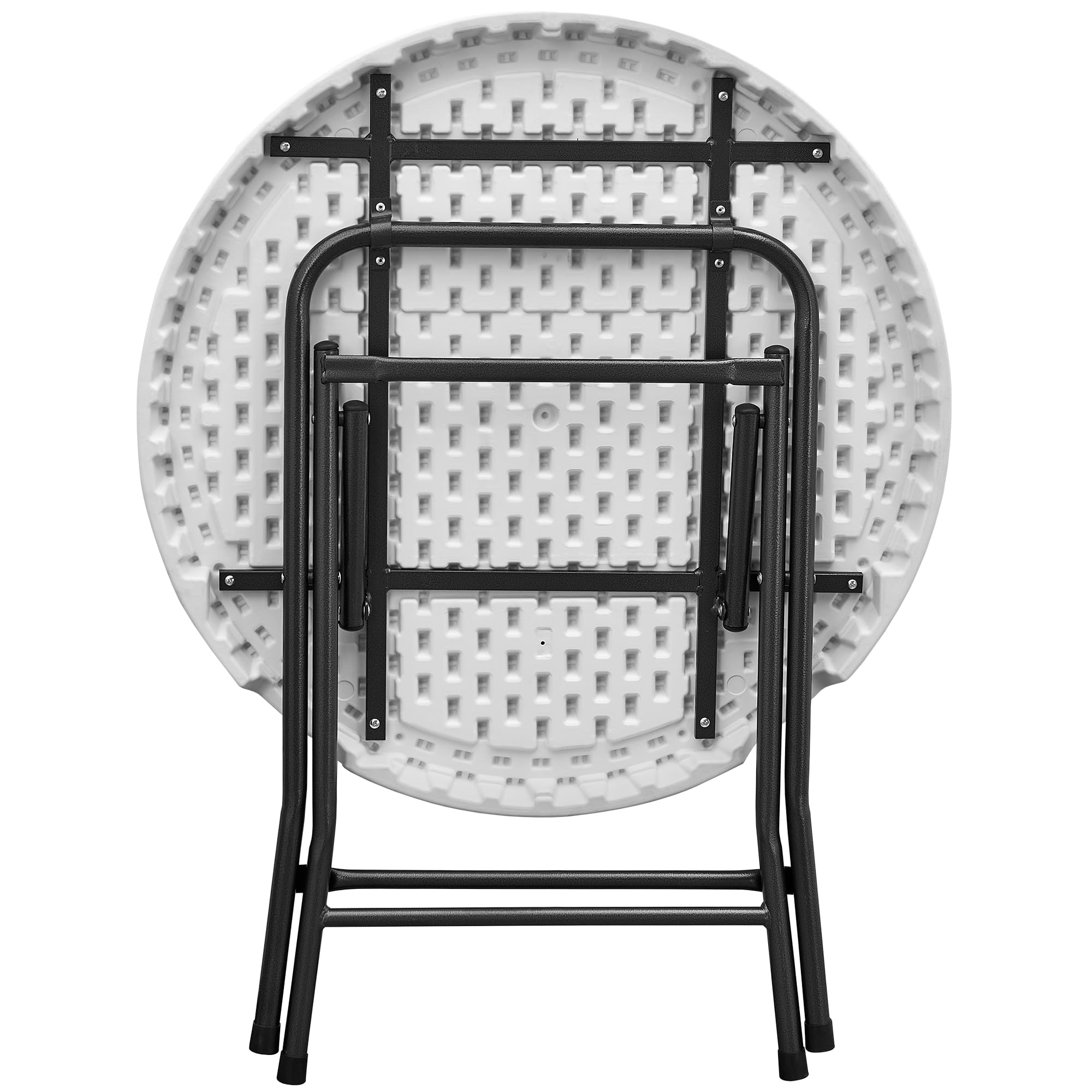 Cofan Mesa Plegable Redonda de Camping | Color: Blanco | Peso máximo: 120 kg | Adecuado para 6 Personas | Medidas: Ø 80 x 74 cm
