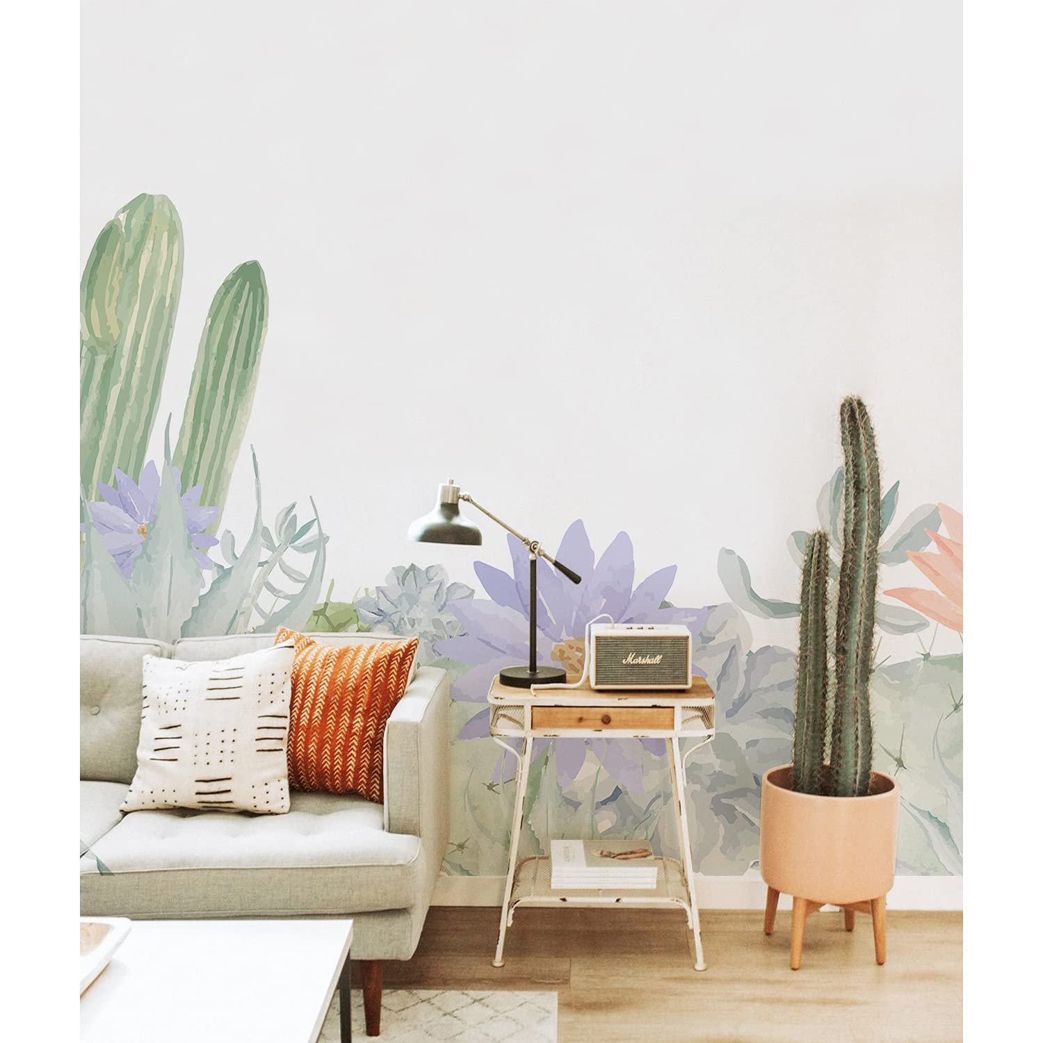 Papier peint floral Cacti Coloray 152x104cm en latex pour décorer le salon