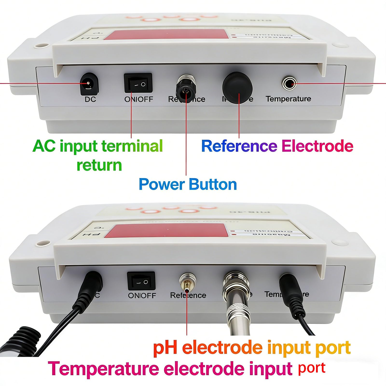 Analizator temperatury PH, cyfrowy tester z podwójnymi elektrodami, automatyczna kalibracja do dokładnego pomiaru jakości wody w akwariach, basenach i laboratoriach