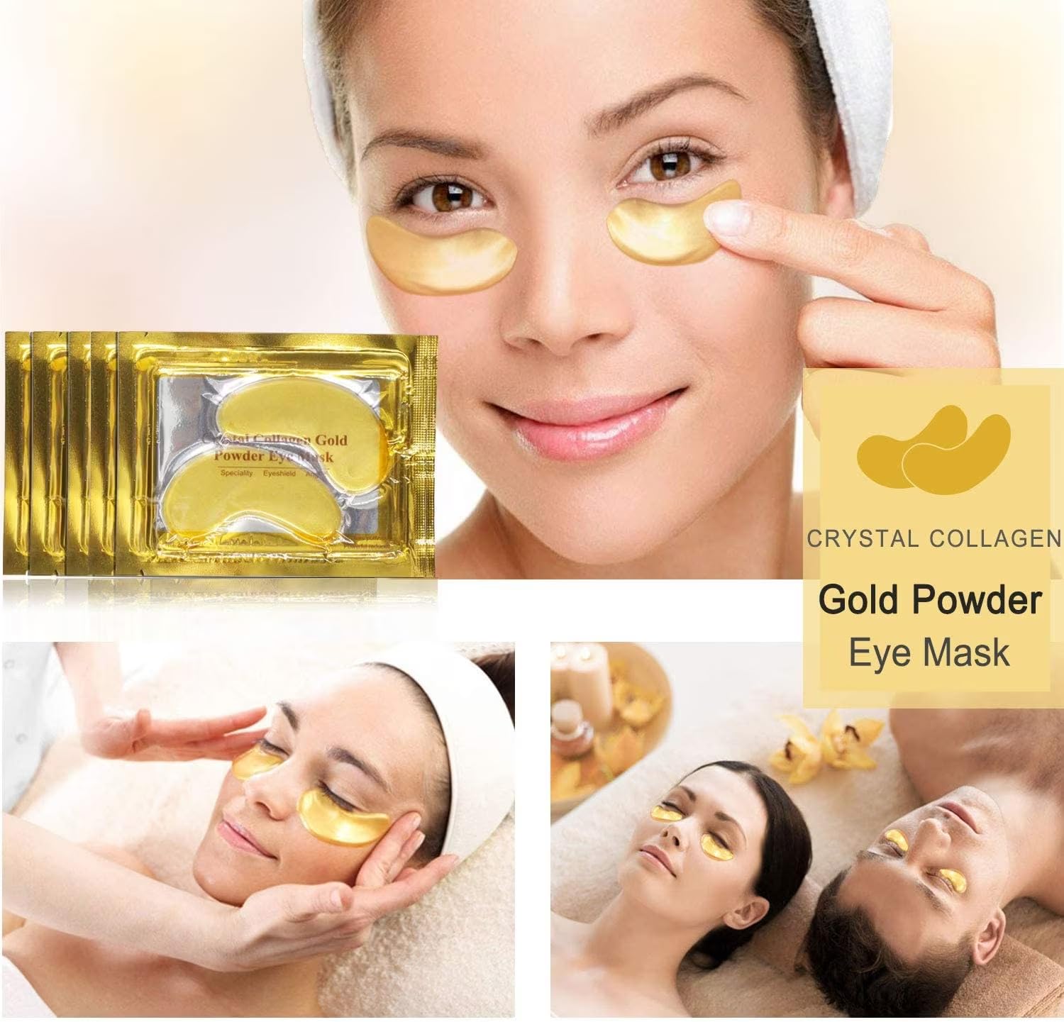 Under Eye Treatment Mask, Collagen 24k Gold Under Eye Gel Pads Reduce Dark Circles and Puffy Eyes, Anti Wrinkle - Image 4