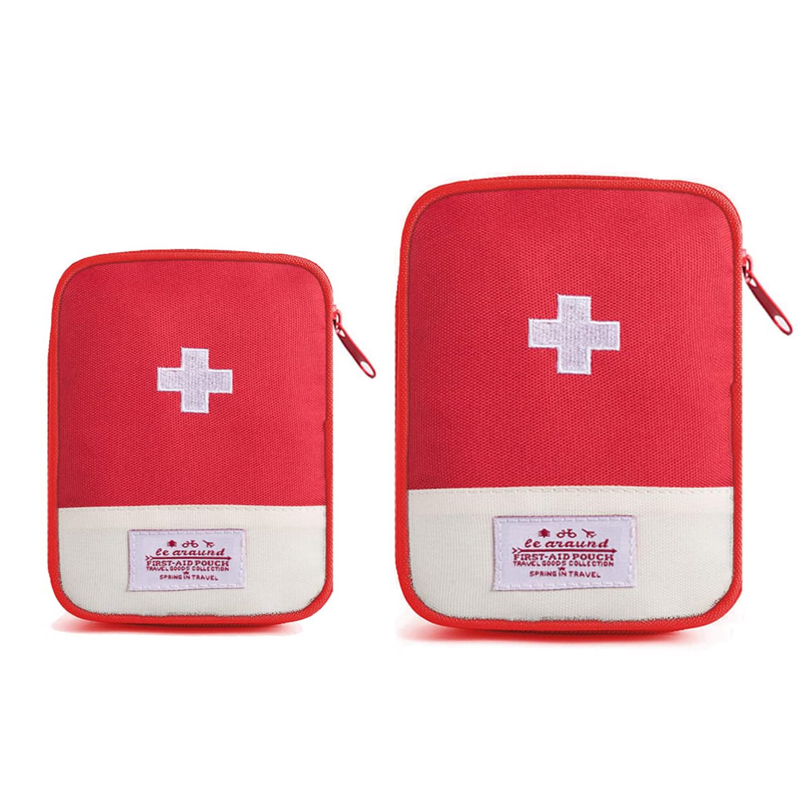 Travel Mini First Aid Pouch, 2 Pack Portable Mini First Aid Kit Storage Bag for Medicine Boxes, Reusable Medical Kits Empty Rescue Bag for Sports Camping Hiking Outdoor Activities Emergencymini
