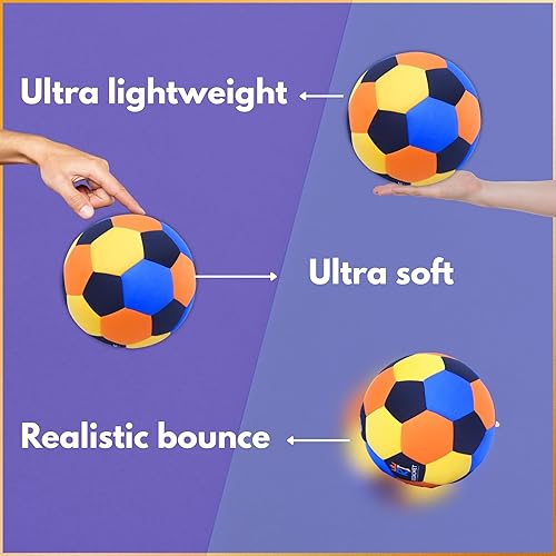 Miniatura 7 de Regalmet - Balón de fútbol de interior para niños de 4 a 12 años, pelota de espuma suave segura para pared, pelota de fútbol silenciosa para